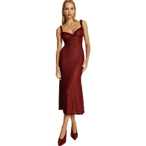 Bardot Burgundy Lace Midi Dress